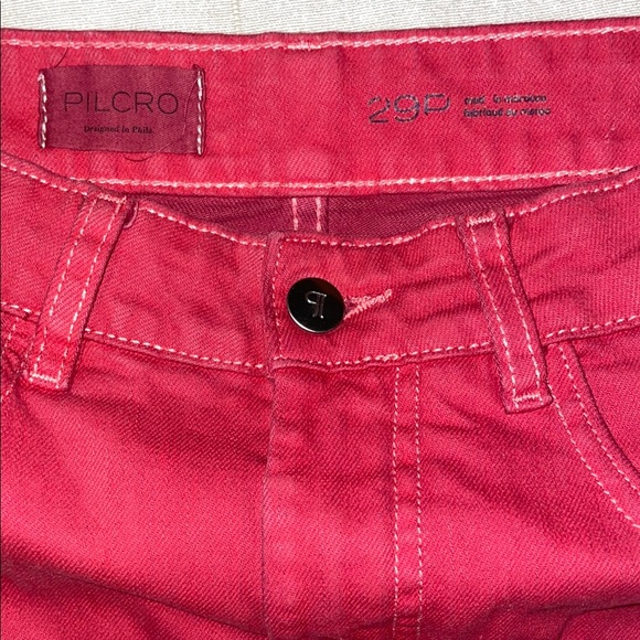 Pilcro The Kenna garment -dyed barrel leg jeans in red - 29P - Picture 4 of 7